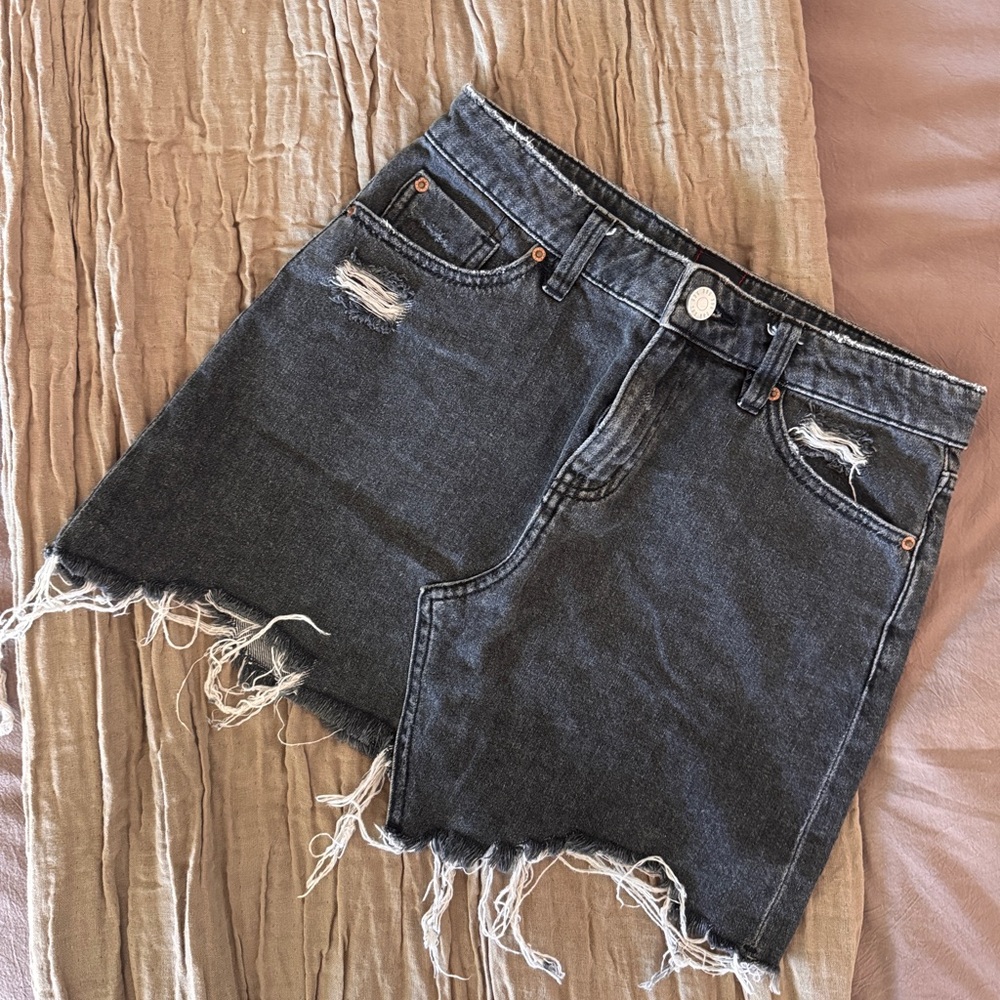 BDG Black Distressed Denim Mini Skirt